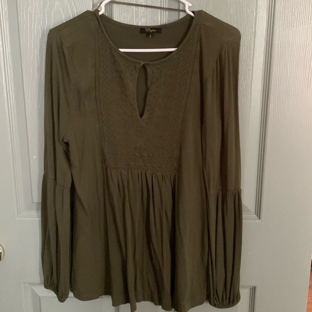 Olive Green Keyhole Top